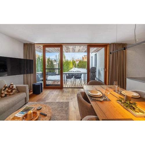 Modern garden apartment with sauna near ski lift